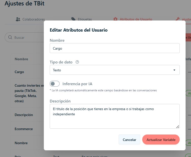 Edicion de atributo de usuario