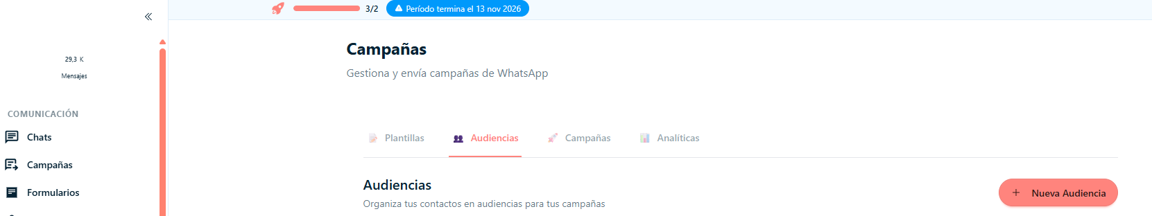 Seccion de Audiencias en Campanas