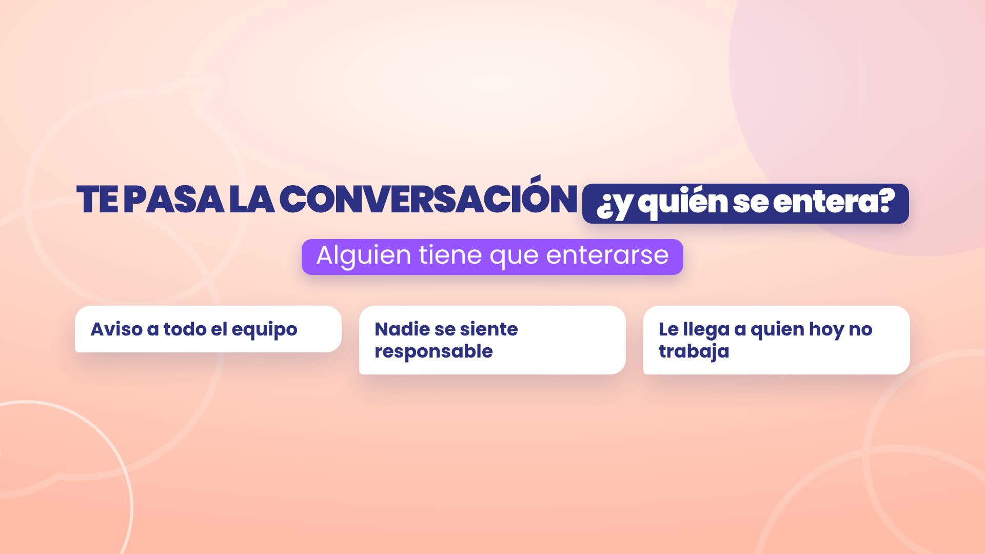 Il te transmet la conversation, et qui est au courant ? Quelqu'un doit être au courant. Trois cartes : alerte à toute l'équipe, personne ne se sent responsable, elle arrive à quelqu'un qui ne travaille pas aujourd'hui.