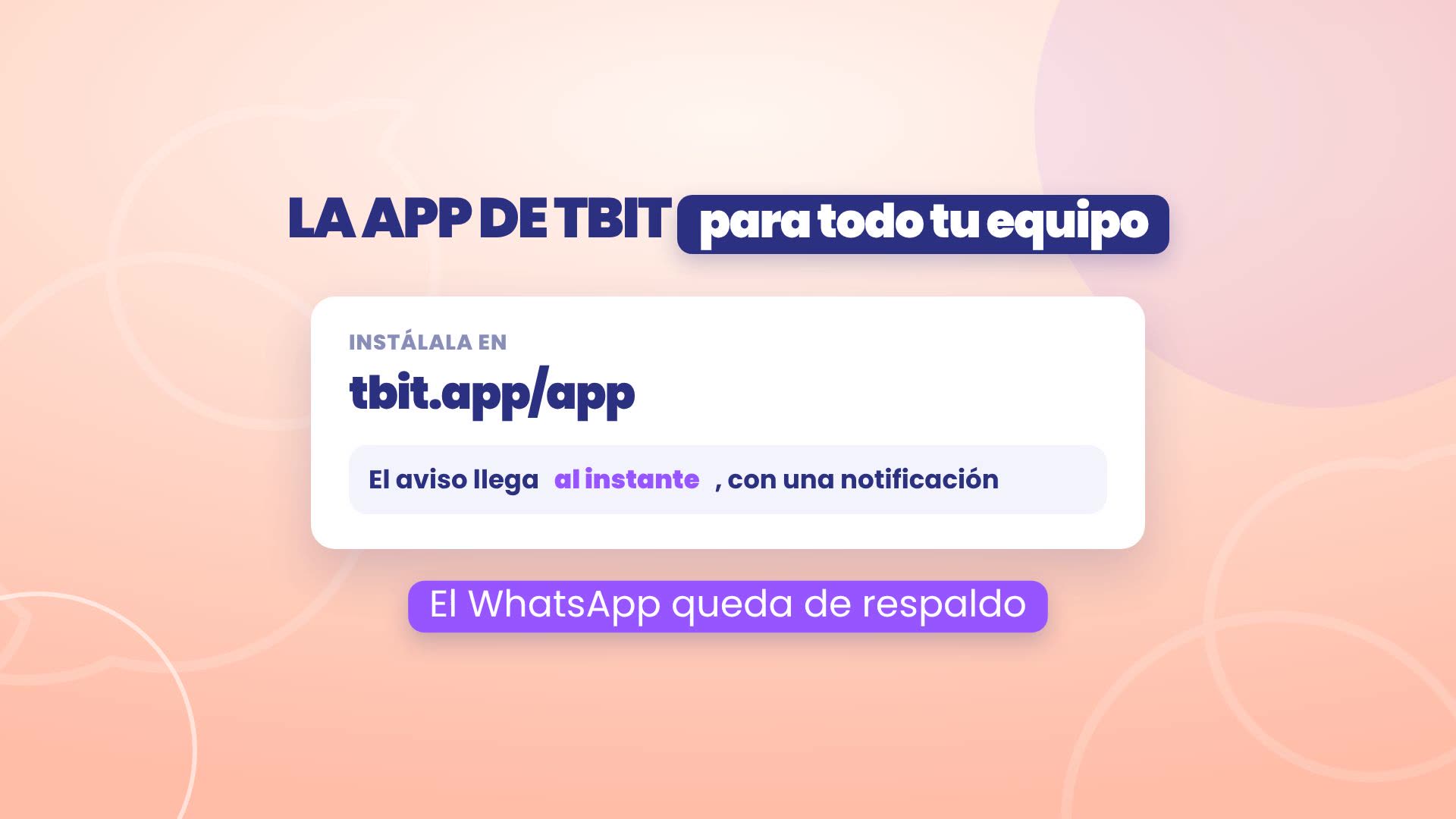 L'appli TBit pour toute ton équipe : installe-la sur tbit.app/app. L'alerte arrive instantanément, avec une notification. WhatsApp reste en secours.
