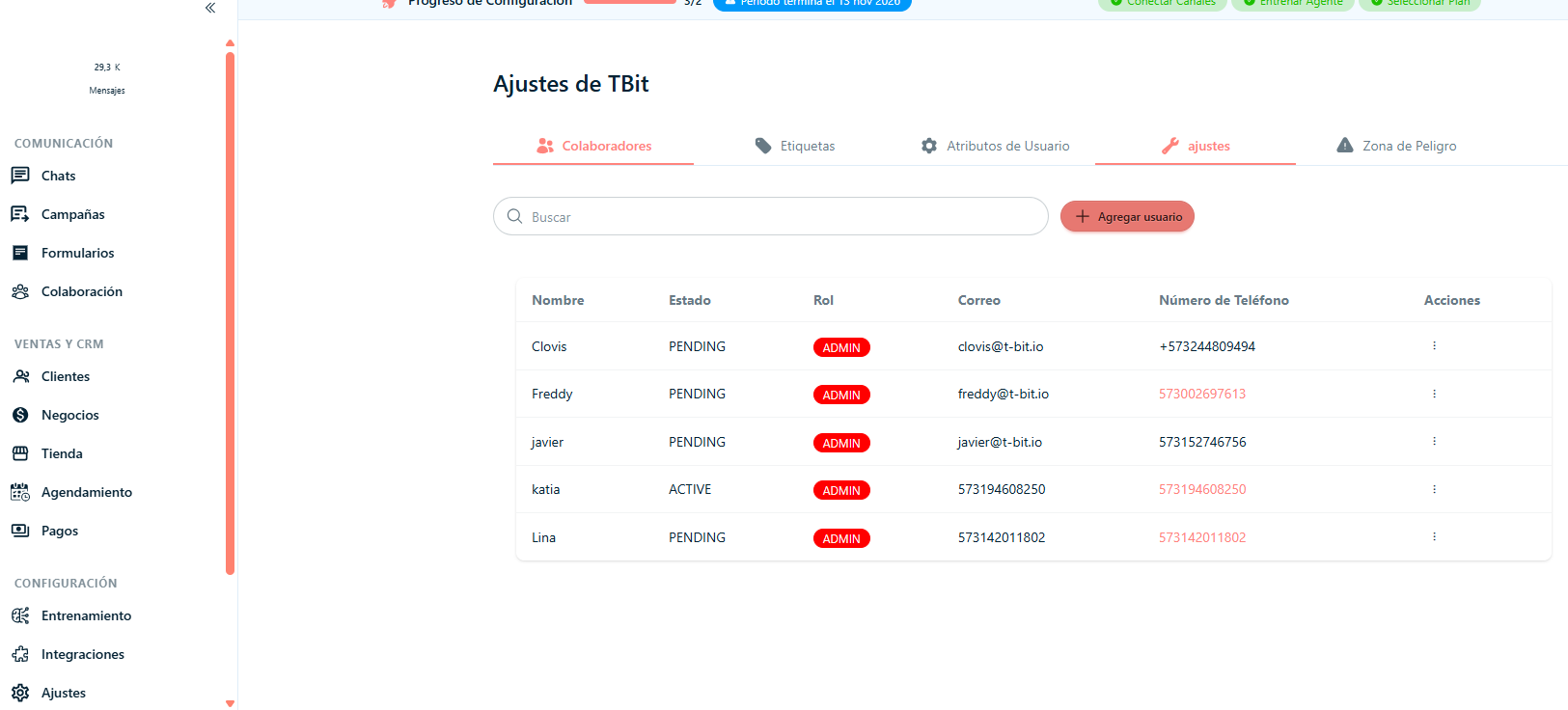 Formulario para agregar colaborador