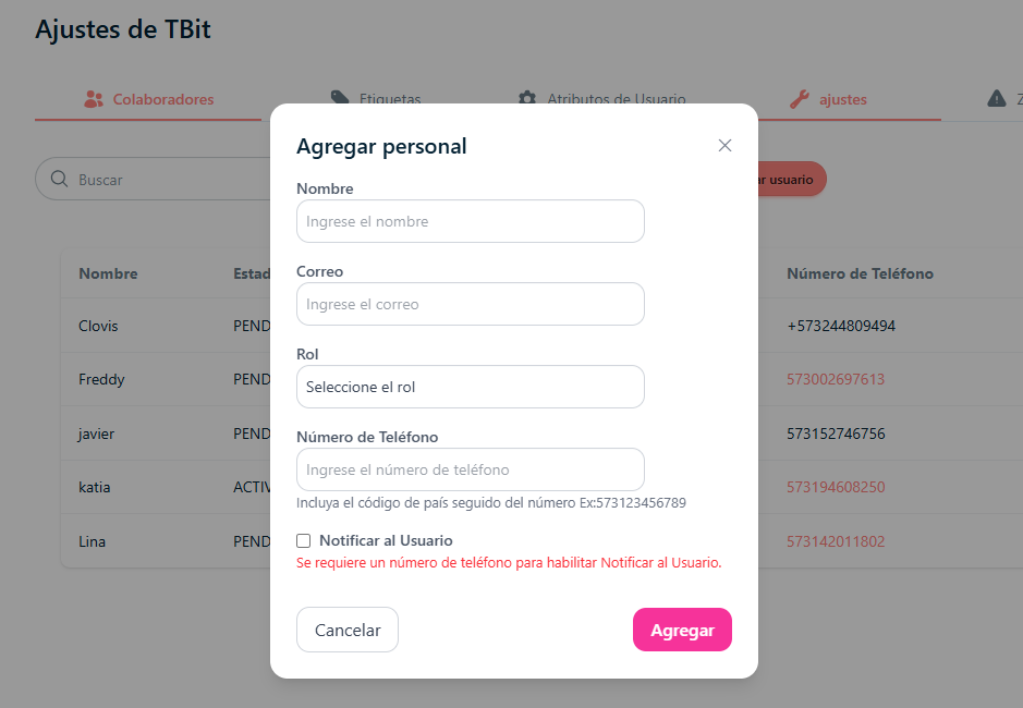 Gestion de colaboradores