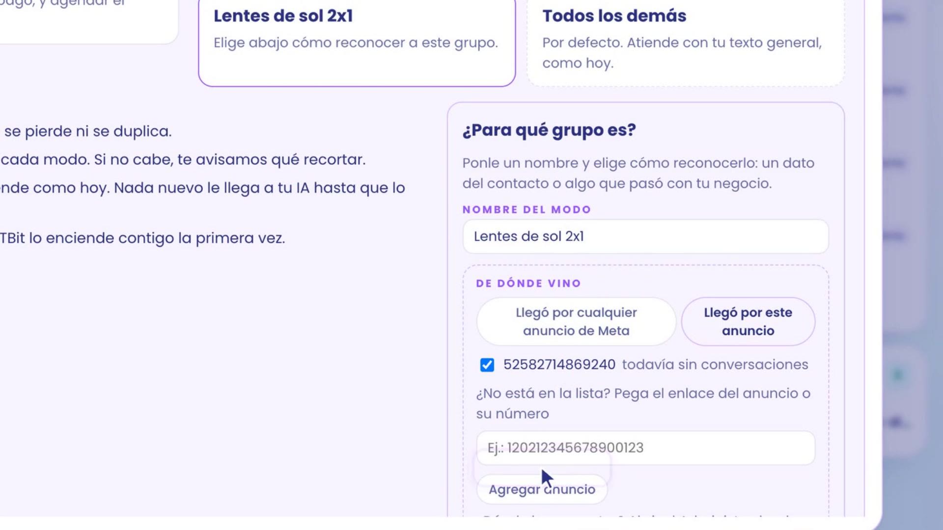 L'annonce 52582714869240 est marquée avec la note « encore aucune conversation ».