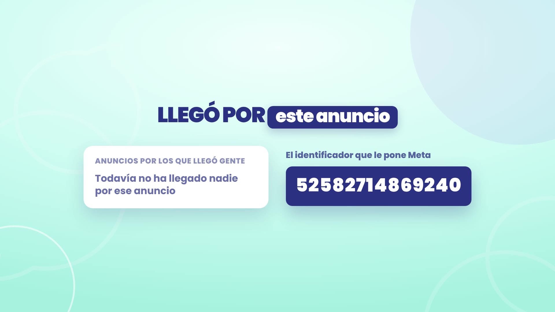 Il est arrivé par cette annonce : dans la liste des annonces par lesquelles des gens sont arrivés, personne n'est encore arrivé par cette annonce ; l'identifiant que Meta lui attribue est un numéro comme 52582714869240.