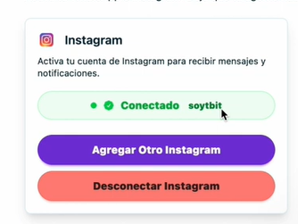 Confirmacion de conexion de Instagram