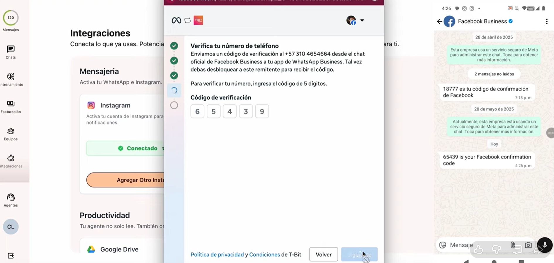 Permisos y codigo QR de WhatsApp