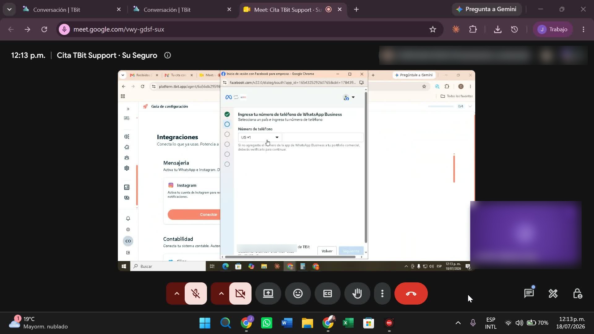 Paso 2 — Ingresa el país y tu número de WhatsApp Business.