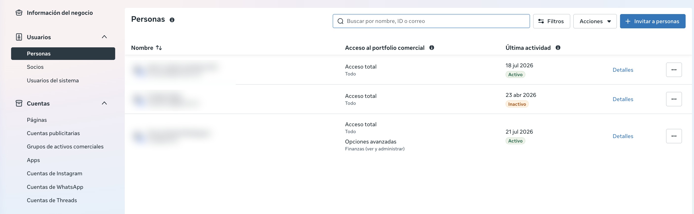 En el portafolio bueno: Usuarios → Personas → botón «+ Invitar a personas».