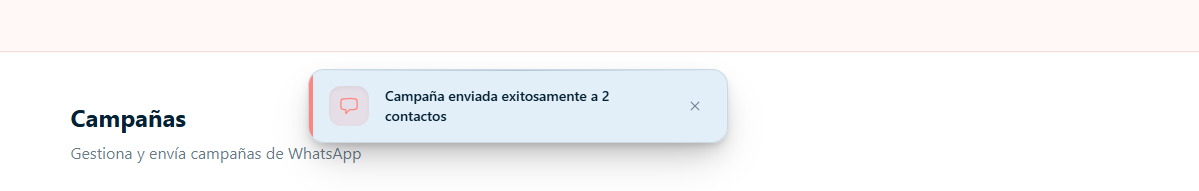 Mensaje de exito de campana enviada