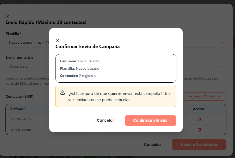 Ventana de confirmacion de campana