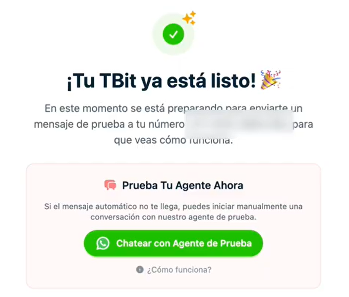 Confirmacion de activacion del agente TBit