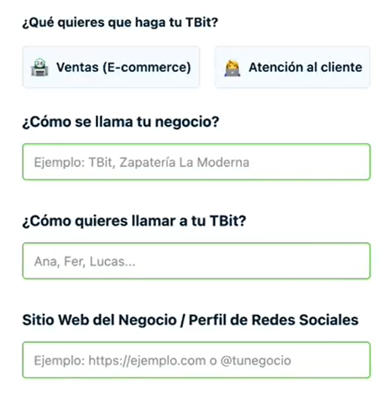 Seleccion de especialidad del agente TBit