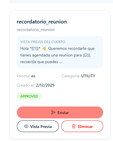 Confirmacion de envio de plantilla
