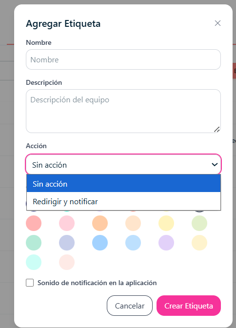 Configuracion de etiqueta