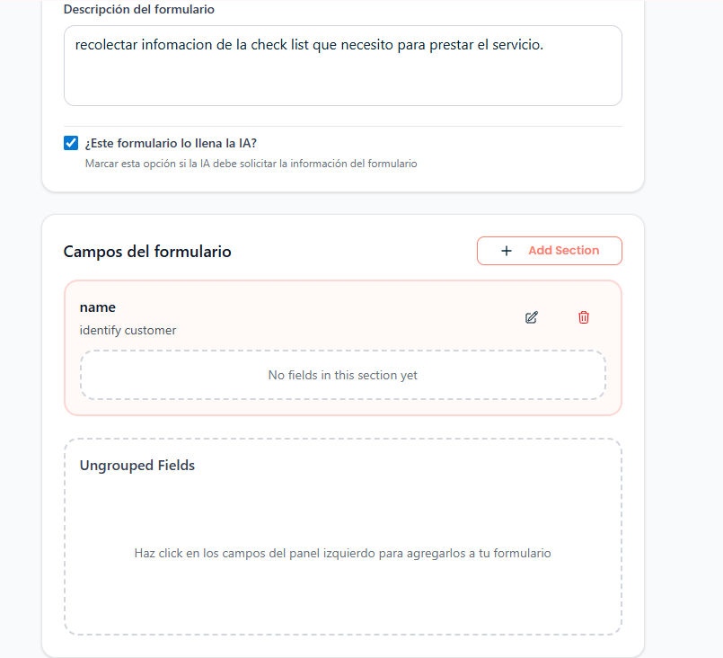 Gestion de campos del formulario